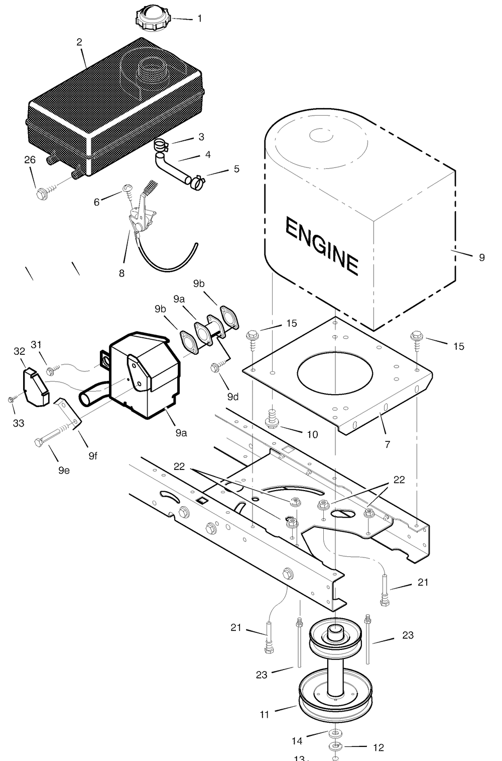 Engine Mount Diagram and Parts List for 425600X8A 2003 Briggs and Stratton Lawn Tractor
